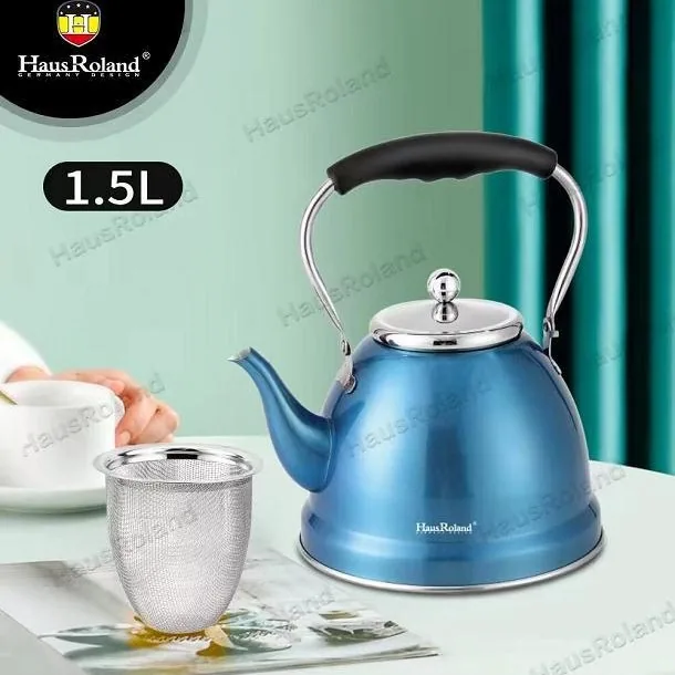 Stainless steel household gas induction cooker brewing teapot with tea leak por folding handle spray paint Middle East kettle