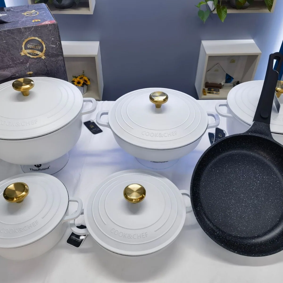 Maifanshi non-stick pan household wok aluminum die-casting braised soup pan saucepan frying pan gift set pan 5