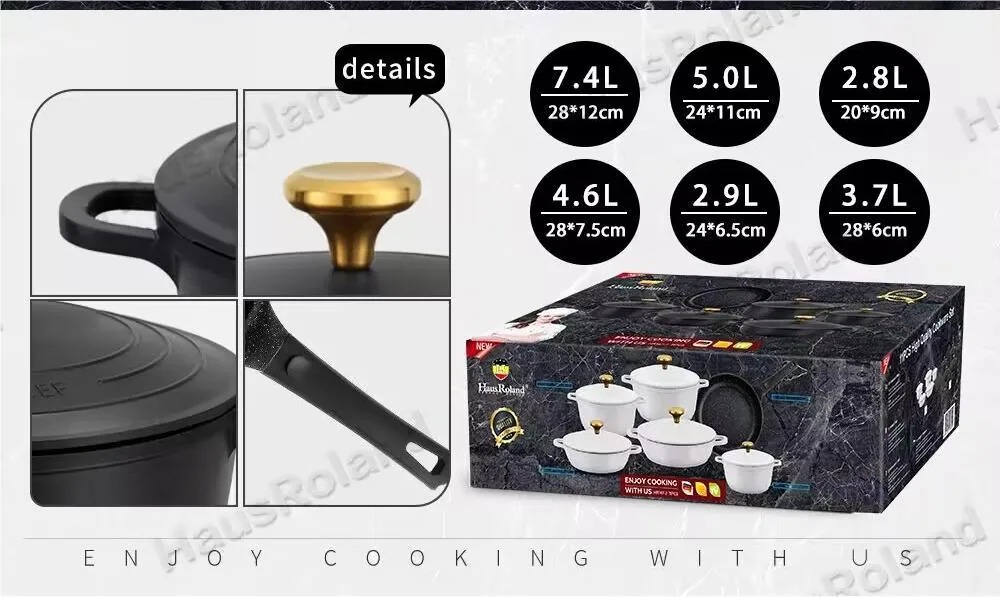 Maifanshi non-stick pan household wok aluminum die-casting braised soup pan saucepan frying pan gift set pan 7