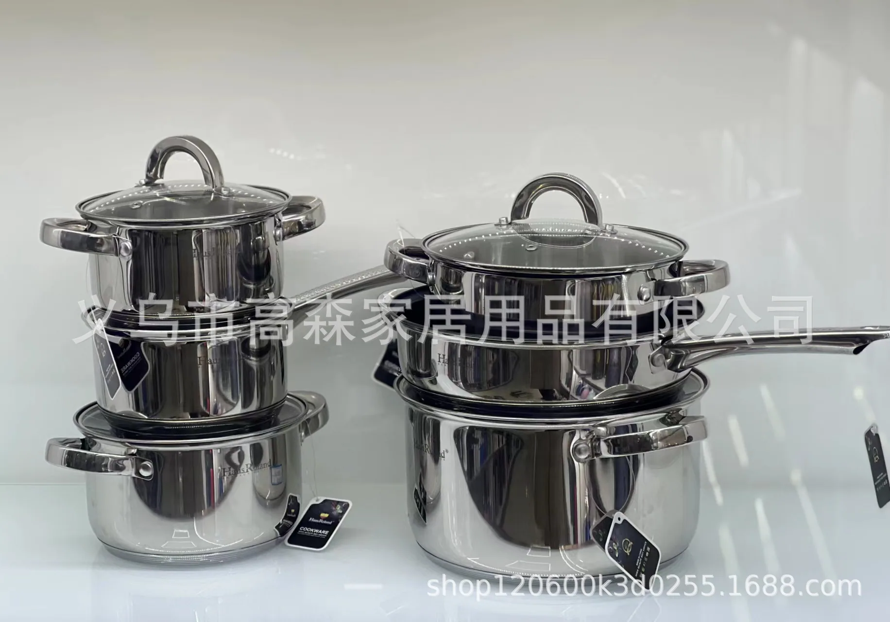 HausRoland Household Pot 12pc Stainless Steel Bottom Soup Pot Flat Bottom Non-stick Wok Stew Pot Milk Pot 6