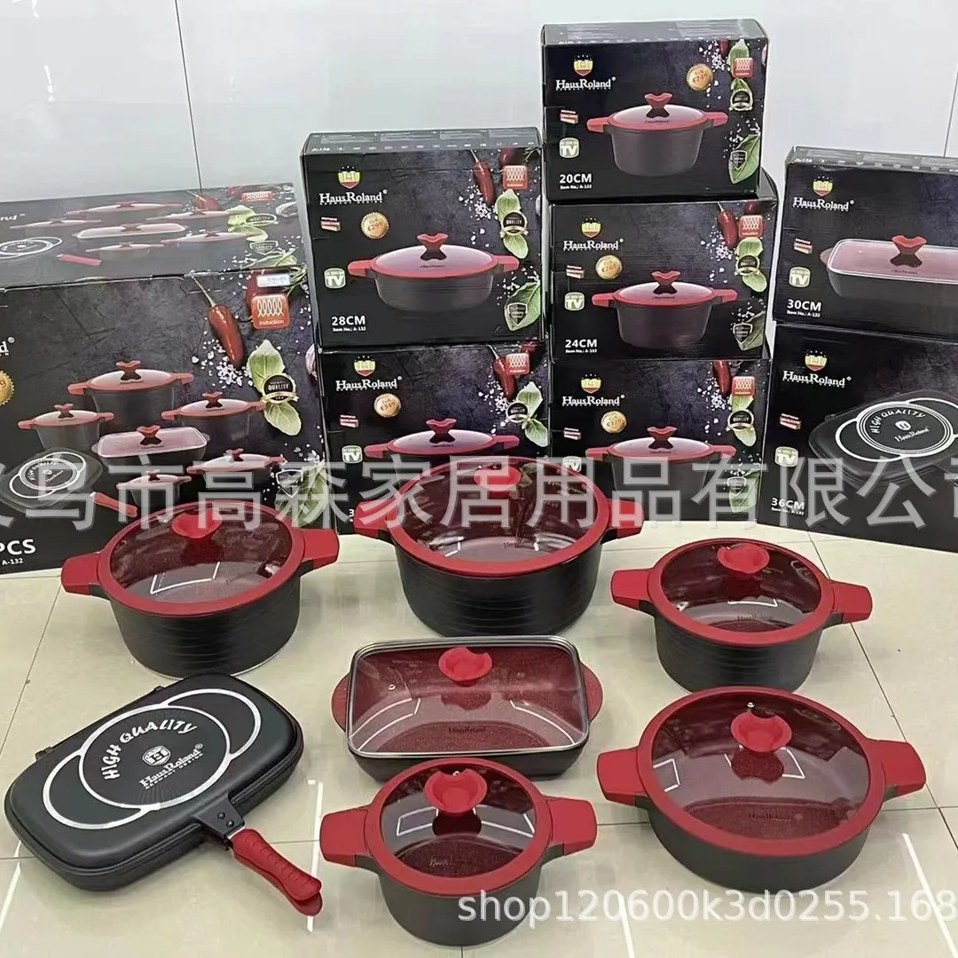 Maifanshi non-stick pan household wok aluminum die-casting braised soup pan saucepan frying pan grilled fish pan gift set pan