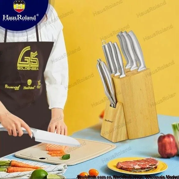 HausRloand Oak ผู้ถือมีดสแตนเลสกระดูกสับมีดครัวมีด Sharpening Stick มีดมัลติฟังก์ชั่น S