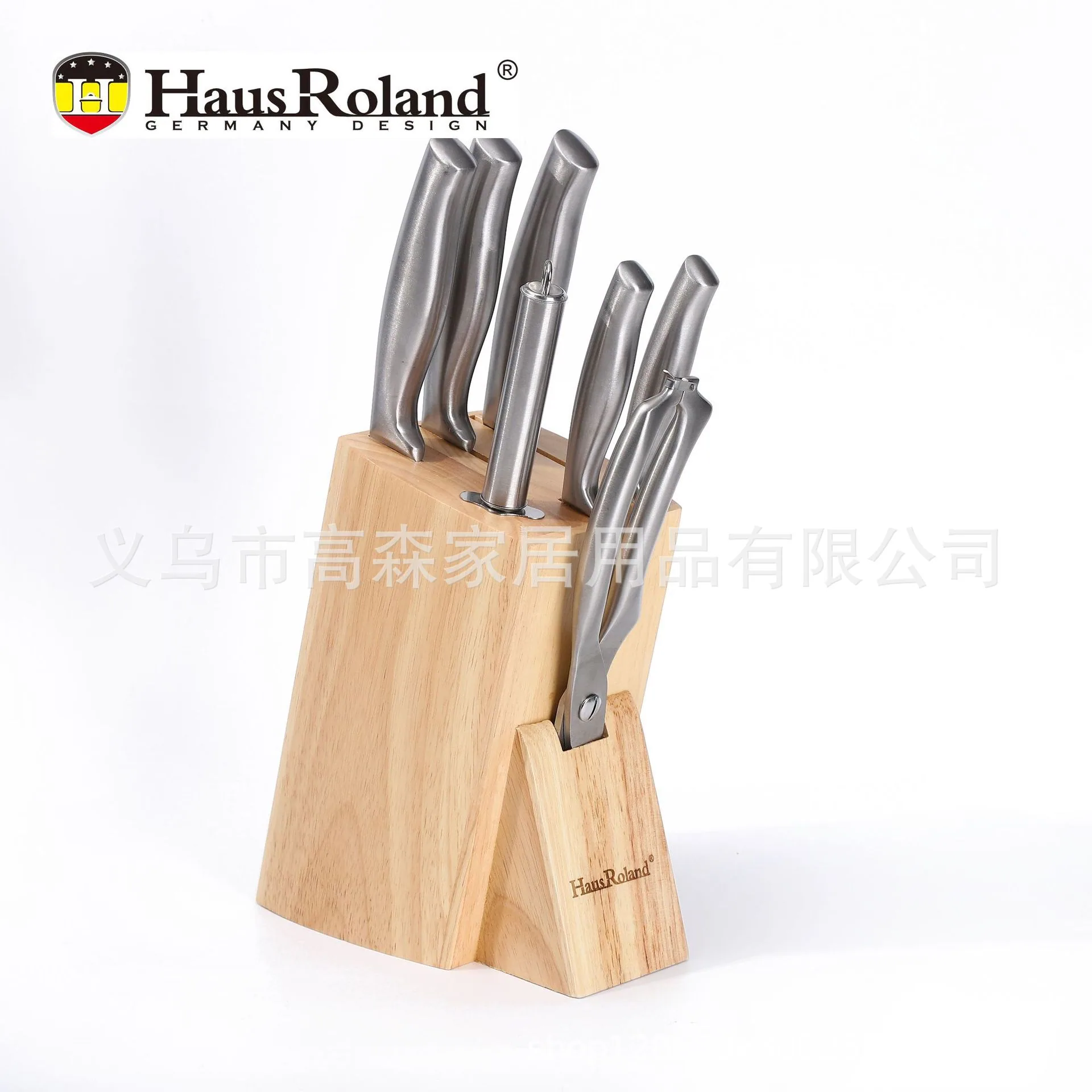 HausRloand Oak ผู้ถือมีดสแตนเลสกระดูกสับมีดครัวมีด Sharpening Stick มีดมัลติฟังก์ชั่น S 2