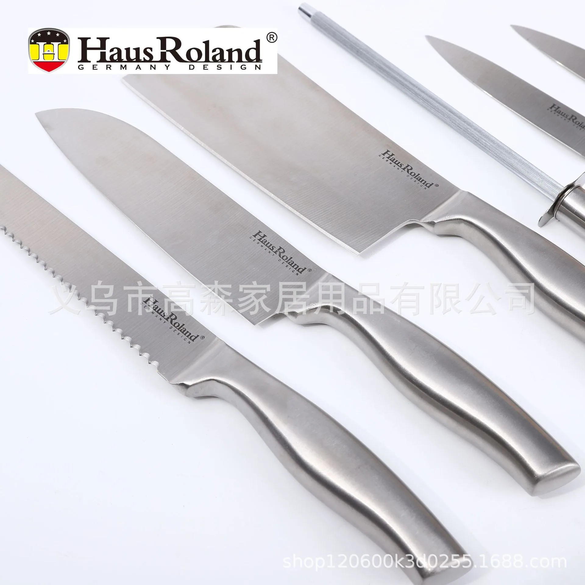 HausRloand Oak ผู้ถือมีดสแตนเลสกระดูกสับมีดครัวมีด Sharpening Stick มีดมัลติฟังก์ชั่น S 4