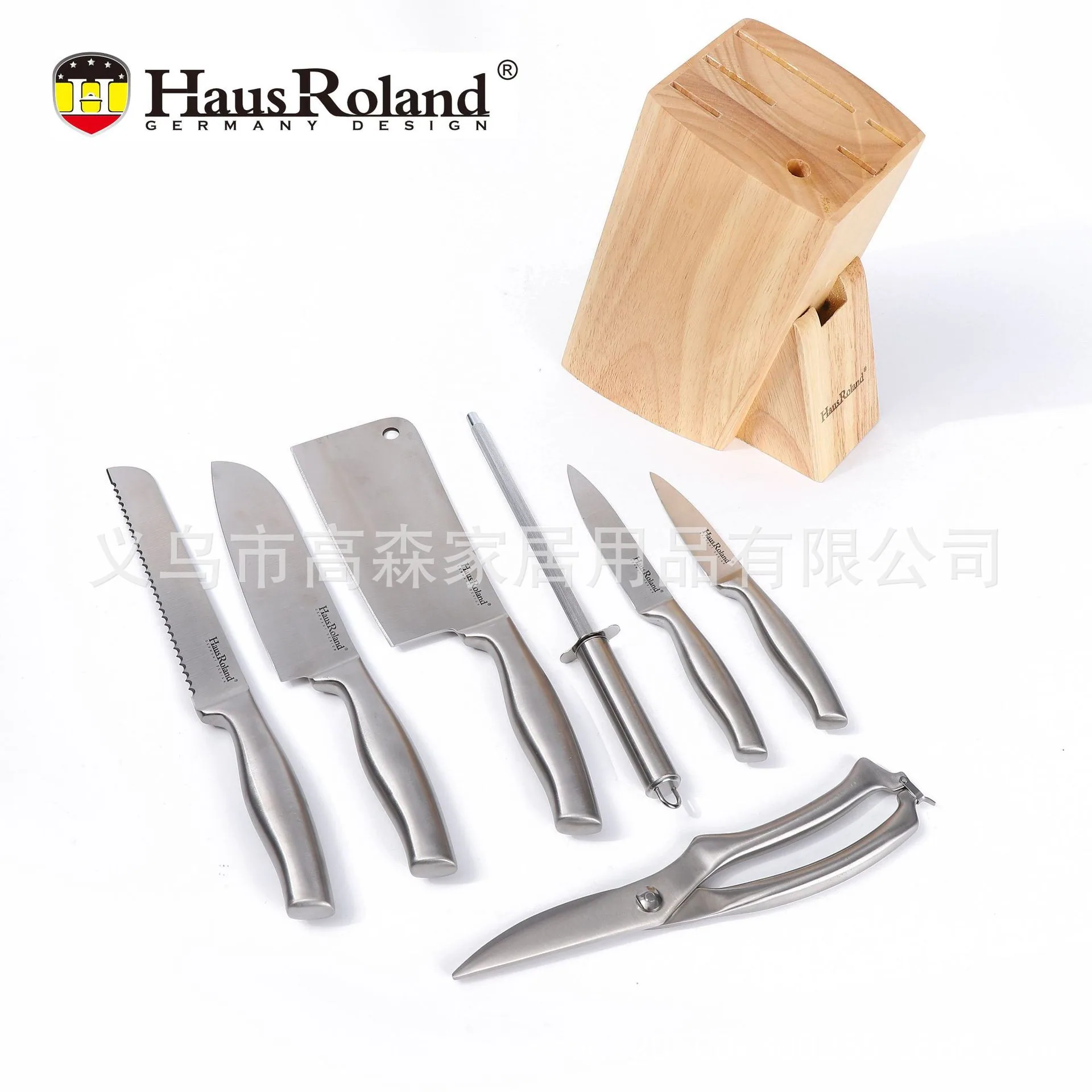 HausRloand Oak ผู้ถือมีดสแตนเลสกระดูกสับมีดครัวมีด Sharpening Stick มีดมัลติฟังก์ชั่น S 3