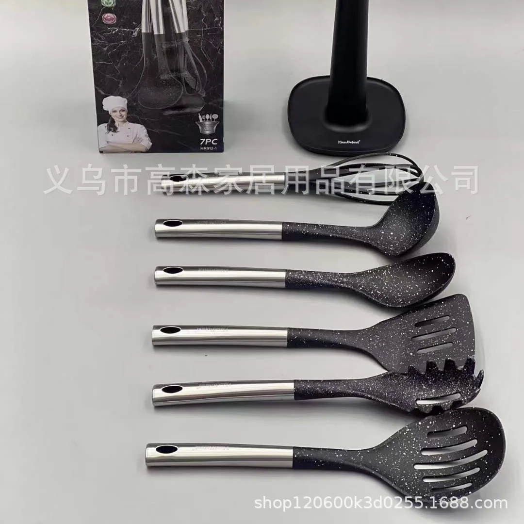 Non-stick pan, high temperature resistant nylon spatula, rice spoon, frying spatula, egg salvager, hedge spoon, kitchen tool set 4