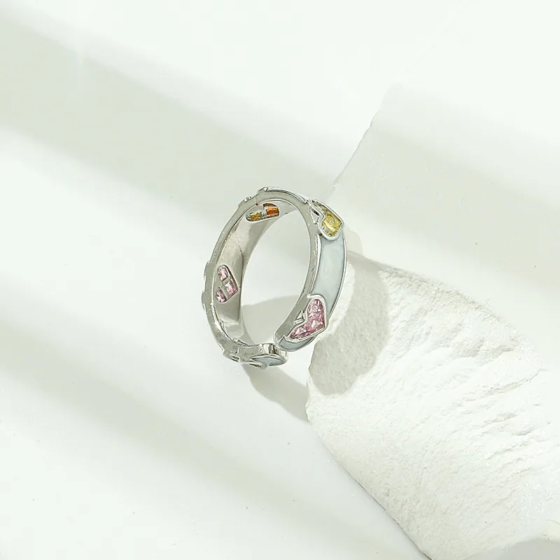 Korean version of love open ring, simple niche ins design zircon ring Douyin hot sale live stream supply wholesale 2