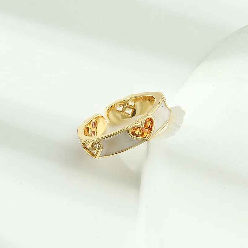 Korean version of love open ring, simple niche ins design zircon ring Douyin hot sale live stream supply wholesale