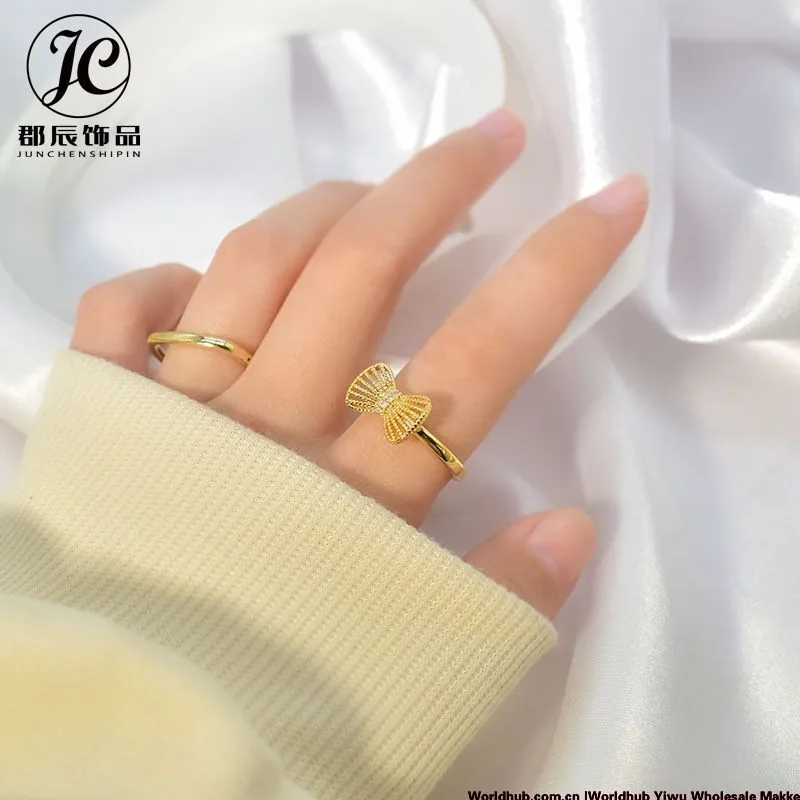 Version coréenne populaire de la même bague à nœud, simple et à la mode, personnalisée pour femmes, index creux, vente en gros 2