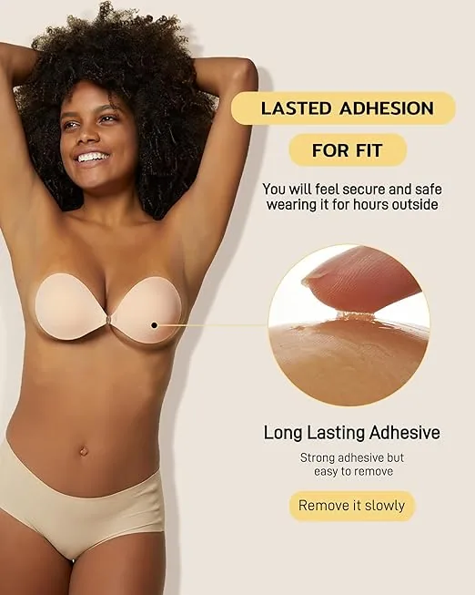 Invisible bra size annotation diagram, one size fits all, gathered chest patch, silicone material suitable for backless dress