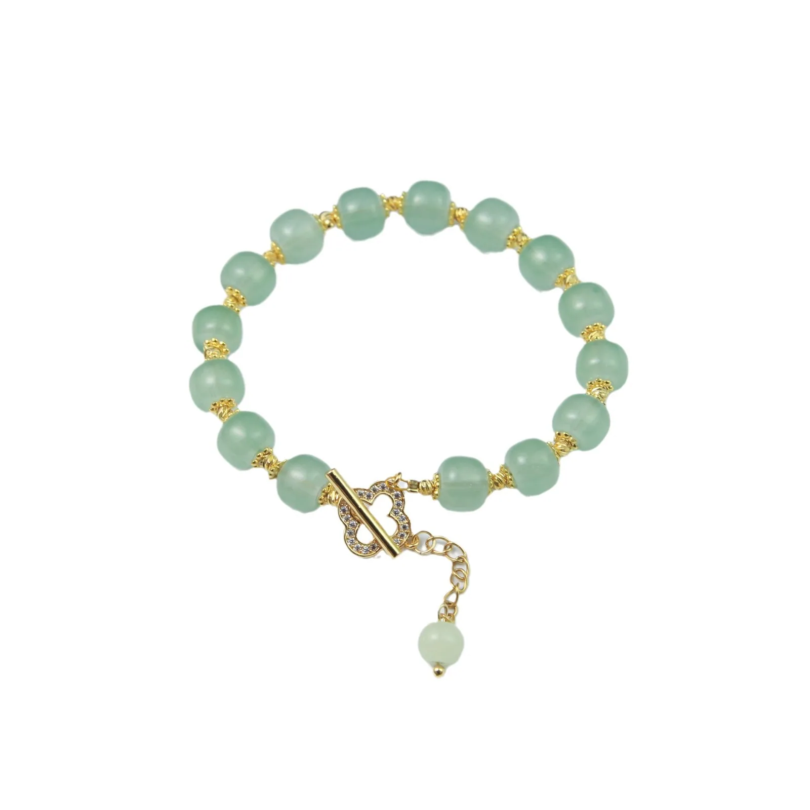 Xiaohongshu has the same national style four-leaf clover one-word buckle gold silk bell bracelet niche palace design to give gif - Bracelets & Bangles