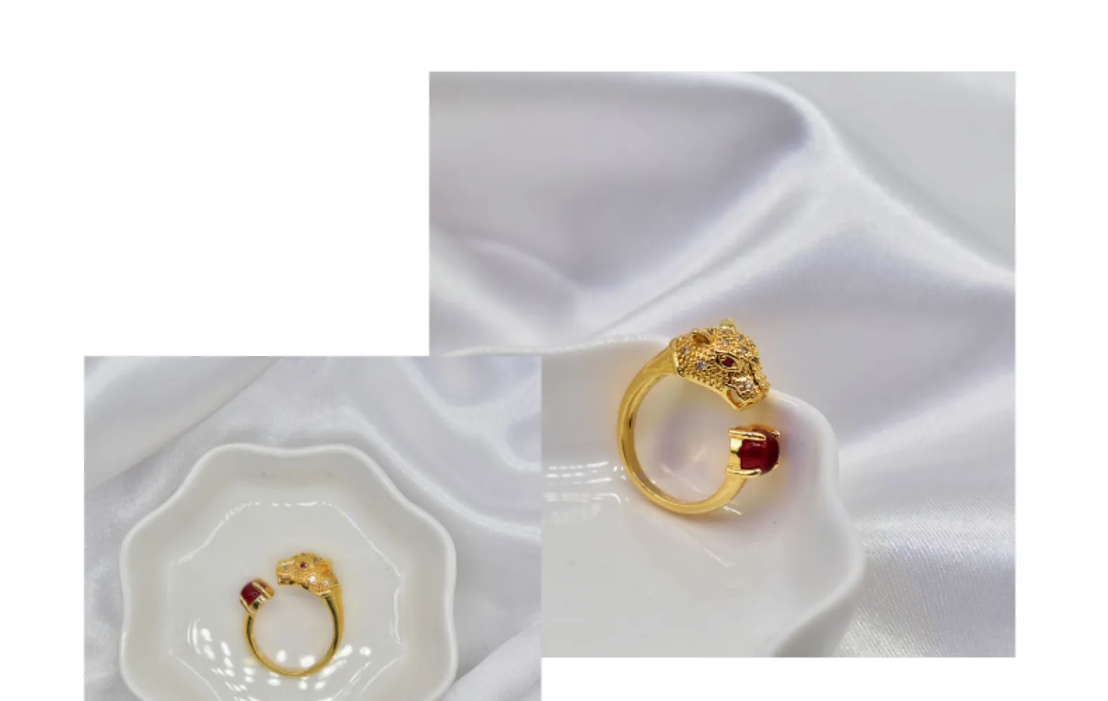 Cross-border hot-selling leopard head ring fashion trend atmosphere micro-inlaid zircon opening adjus ring summer explosion 8