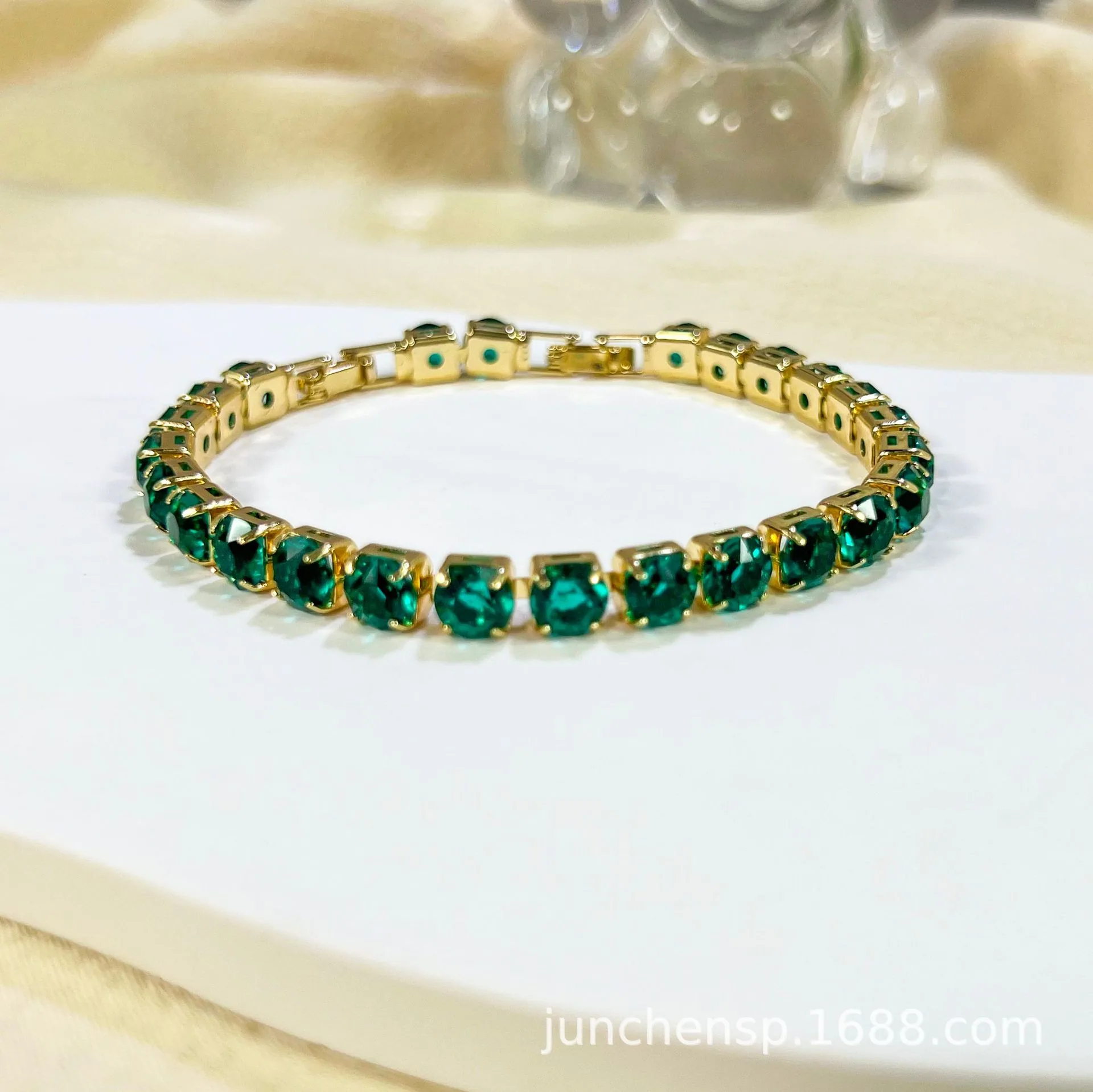 Cross-border popular versatile high-end color square retro flash diamond zircon bracelet femininity personalized jewelry wholesa - Bracelets & Bangles 6