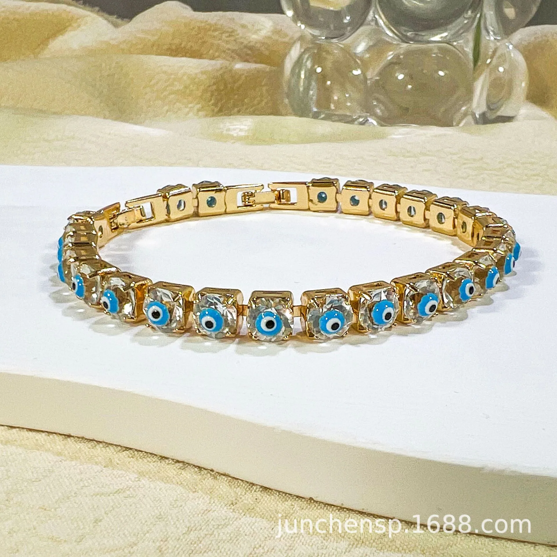 Cross-border popular versatile high-end color square retro flash diamond zircon bracelet femininity personalized jewelry wholesa - Bracelets & Bangles 4
