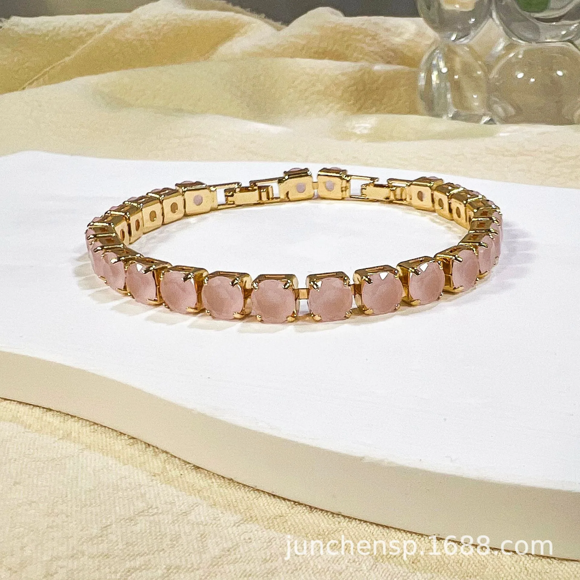 Cross-border popular versatile high-end color square retro flash diamond zircon bracelet femininity personalized jewelry wholesa - Bracelets & Bangles 3