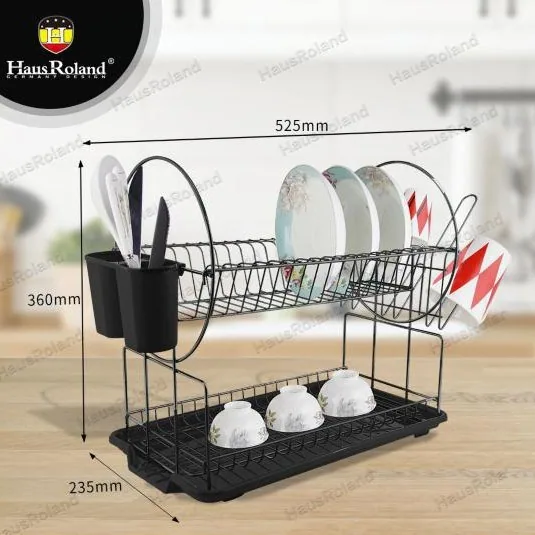HausRoland No Punch Kitchen اسمبلی ڈش ریک اسٹوریج شیلف سٹینلیس سٹیل ڈش ریک