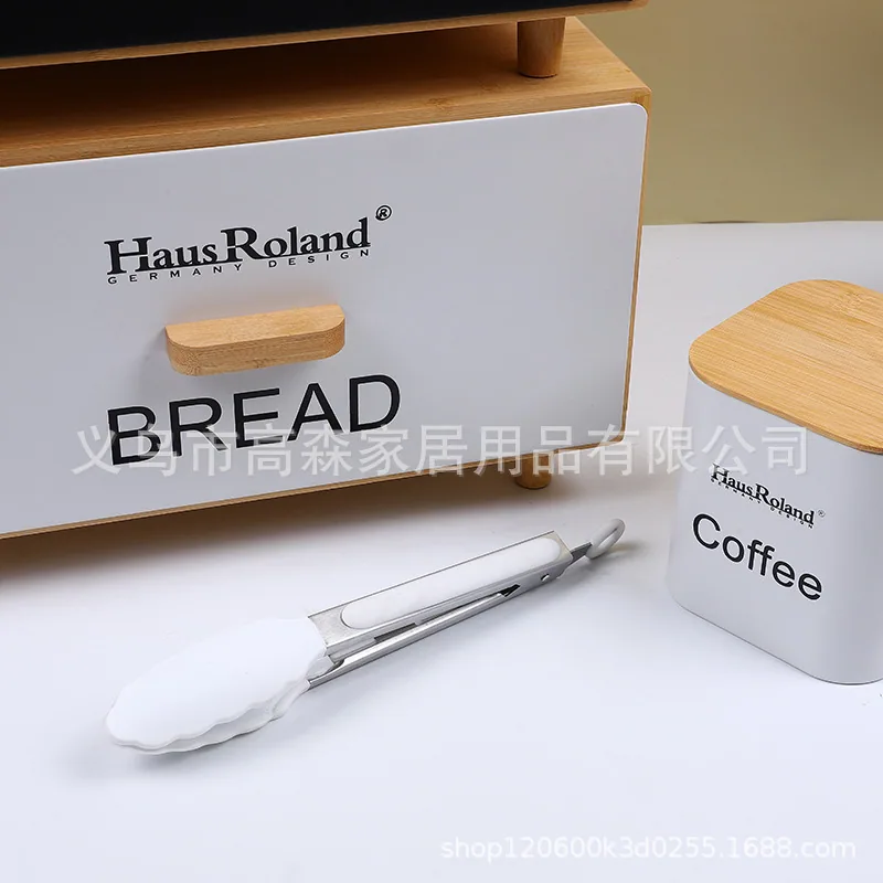 Amazon foreign trade bamboo bread box plus storage tank storage tank storage box storage box finishing box household