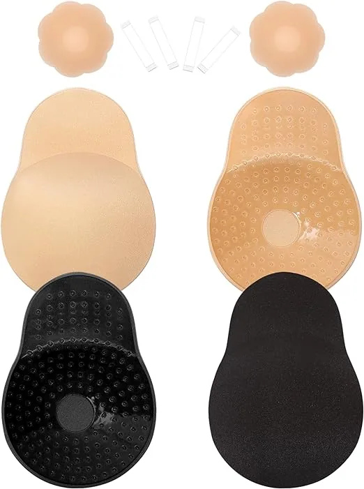Adhesive bra, backless adhesive bra, nipple cover adhesive with lift, pasties bra for women, M, black