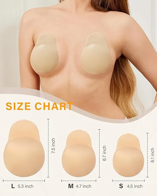 Strapless and backless buckle wearing scene display silicone invisible bra backless dress with chest patch