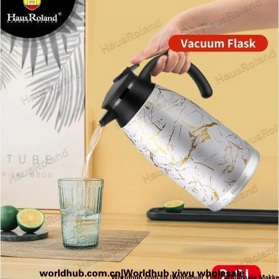 Household stainless steel 304 vacuum insulated bottle with gold plated Middle Eastern penguin press coffee bottle 2L in stock