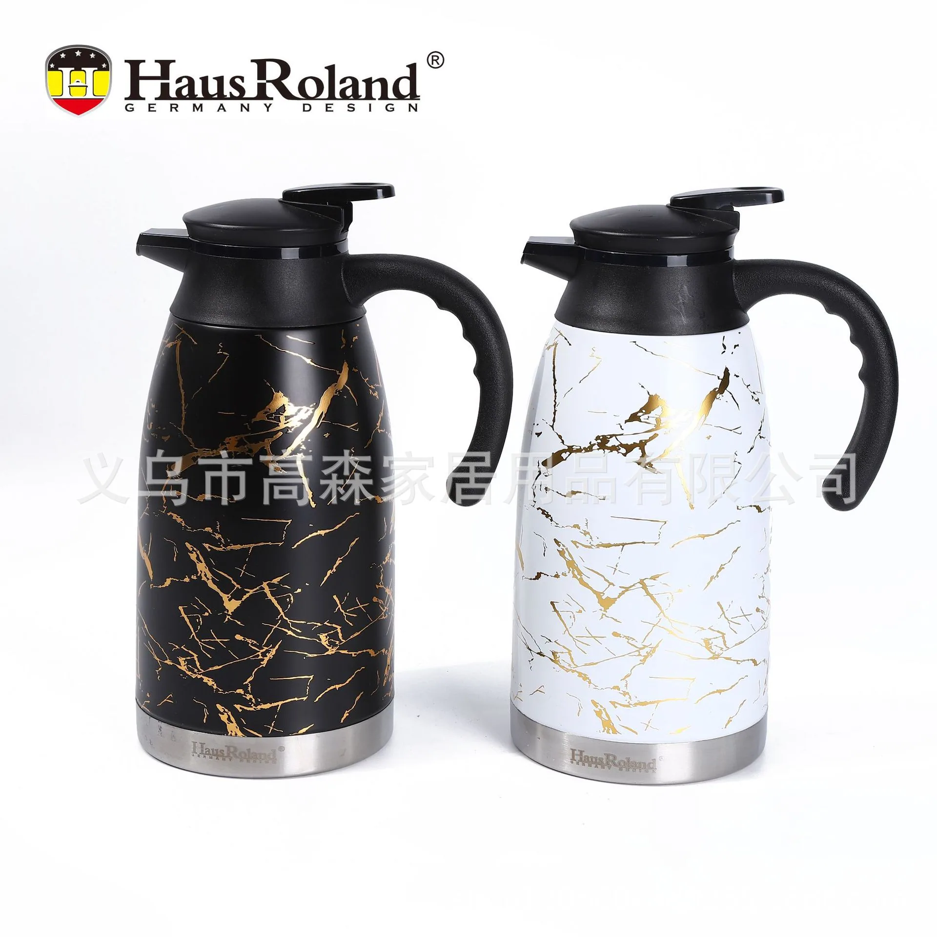 Household stainless steel 304 vacuum insulated bottle with gold plated Middle Eastern penguin press coffee bottle 2L in stock gi 4