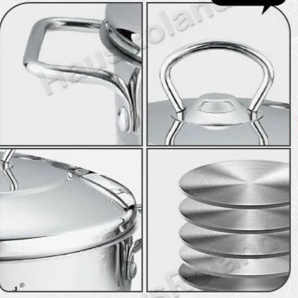 HausRoland stainless steel multifunctional steaming pot soup pot household double ear thickened double bottom set gift pot 2