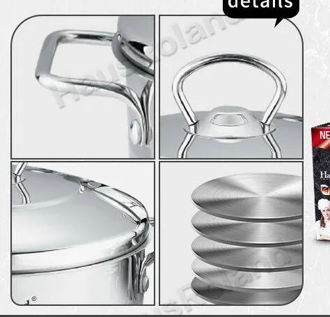 HausRoland stainless steel multifunctional steaming pot soup pot household double ear thickened double bottom set gift pot 6