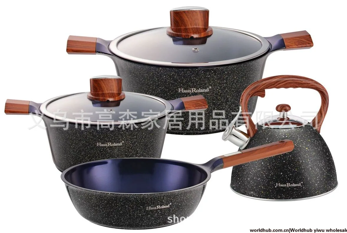 wheat rice stone pot set, non stick pot, aluminum pot, stir fry pot, frying pan, soup pot, kettle, whistle water kettle, pot set - Electric Kettle Parts