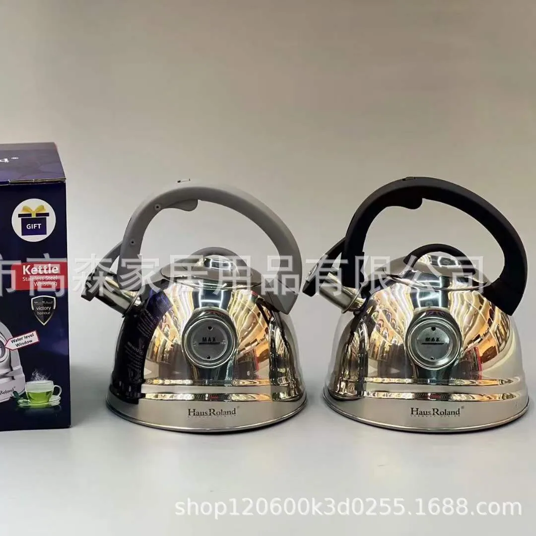 Household stainless steel gas induction cooker with whistle, water kettle with double bottom and water temperature gauge in stoc 5
