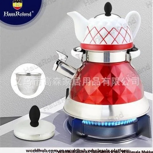 HausRoland double-layer mother and child set teapot, stainless steel 304 whistle kettle, ceramic brewing teapot, in stock