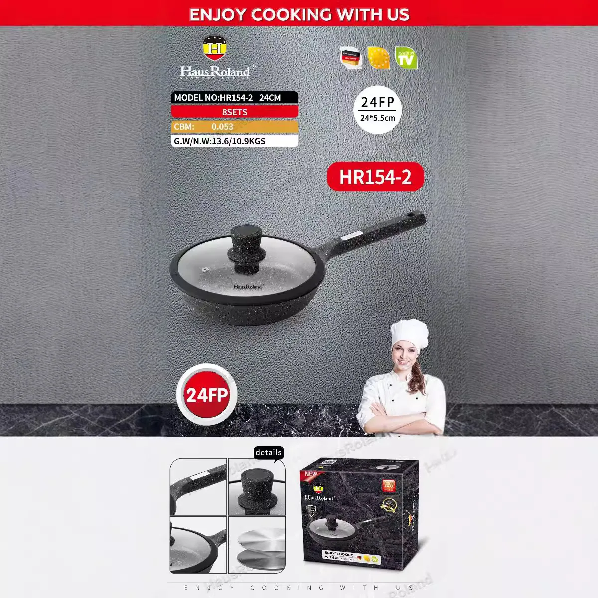 HausRoland aluminum die-casting frying pan multi-function frying pan frying steak barbecue pancake pan frying egg pan cross-bord 4