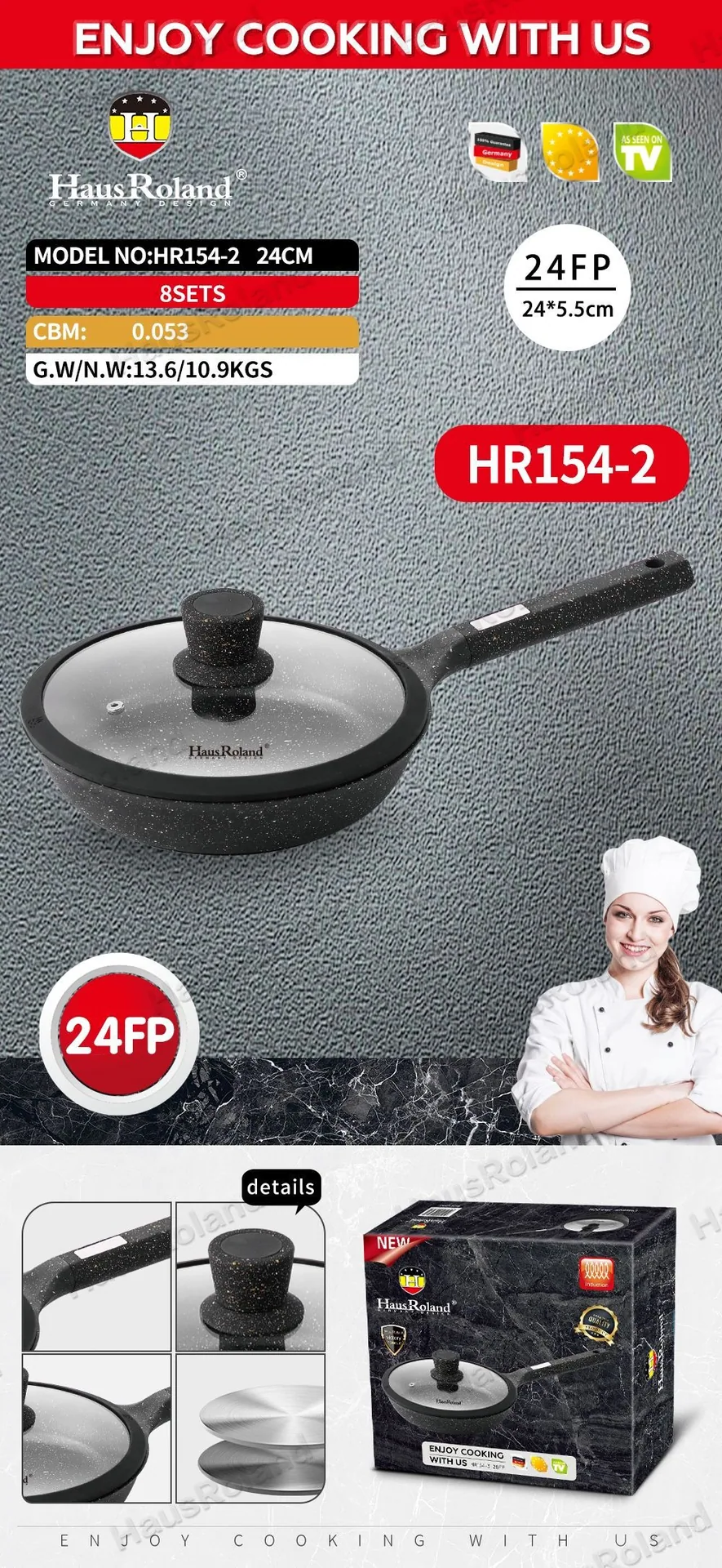HausRoland aluminum die-casting frying pan multi-function frying pan frying steak barbecue pancake pan frying egg pan cross-bord 6