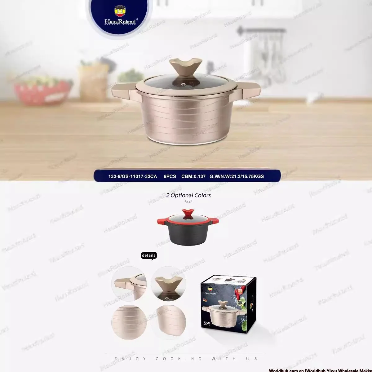 HausRoland aluminum die-casting soup pot double ears household gas thickening soup pot cross-border export pot steaming noodles