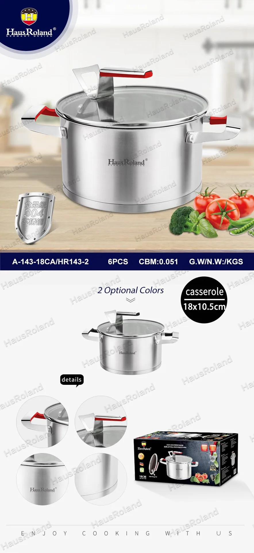 HausRoland stainless steel soup pot, domestic gas thickened soup pot, cross-border export pot, steamed noodles, Congee pot 6