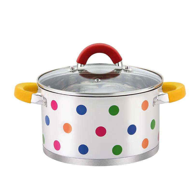 HausRoland stainless steel polka dot soup pot for household use, thickened soup pot, fashionable cross-border export pot, steami 2