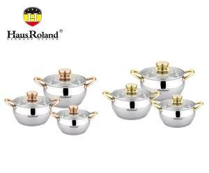 201 stainless steel household cookware six piece set, double bottom gas stove, induction cooker, universal soup pot, stew pot, g 7