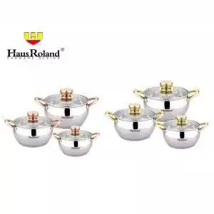 201 stainless steel household cookware six piece set, double bottom gas stove, induction cooker, universal soup pot, stew pot, g 4