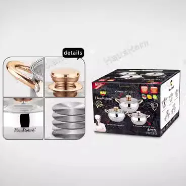 201 stainless steel household cookware six piece set, double bottom gas stove, induction cooker, universal soup pot, stew pot, g 2