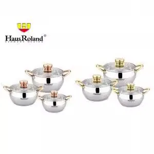 201 stainless steel household cookware six piece set, double bottom gas stove, induction cooker, universal soup pot, stew pot, g 5