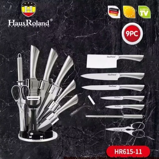 HausRoland knife set, kitchen and household kitchen knives, stainless steel combination 9-piece set 4