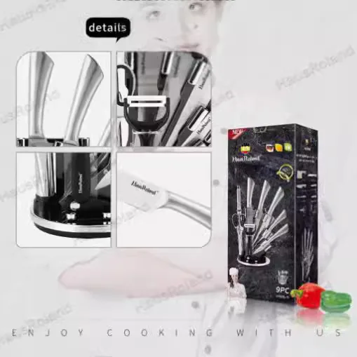 HausRoland knife set, kitchen and household kitchen knives, stainless steel combination 9-piece set 3