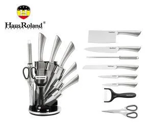 HausRoland knife set, kitchen and household kitchen knives, stainless steel combination 9-piece set 7