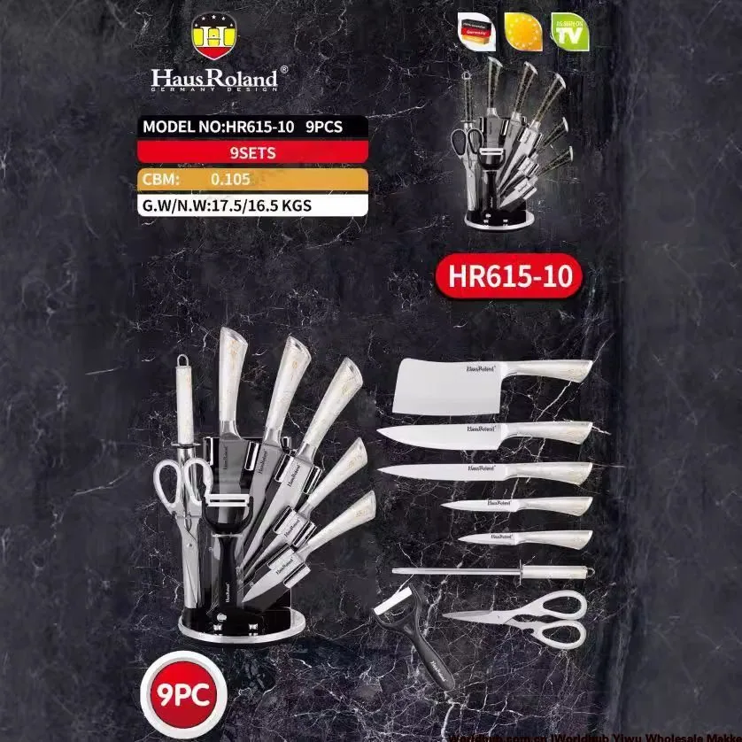 HausRoland Kitchen Knife Set 9-Piece Set Stainless Steel Household Sharp Kitchen Knife Gift