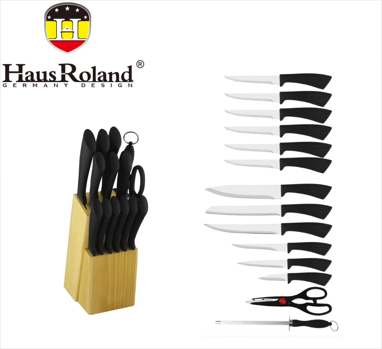 HausRoland Wholesale Knife Kitchen Set Combo Kitchen Knife Household Fruit Knife Kitchen Knife Set Chef Set of 15 7
