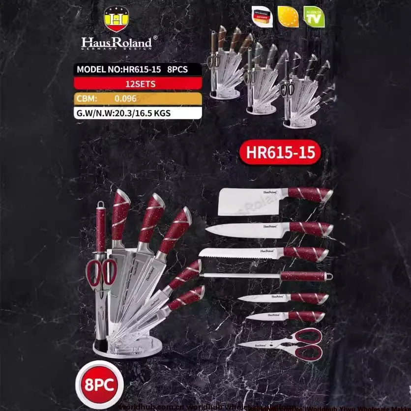 HausRoland Kitchen Knife Set of 8 Pieces Stainless Steel Household Kitchen Knife Gift Set Kitchen
