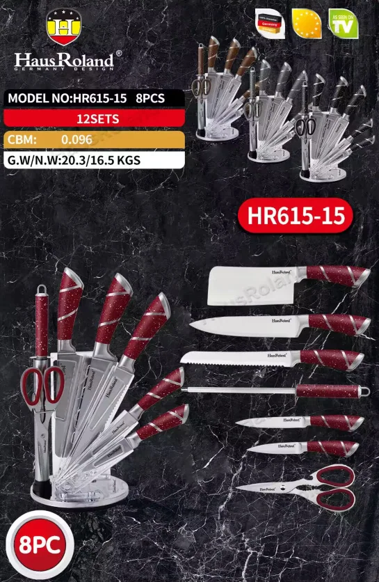 HausRoland Kitchen Knife Set of 8 Pieces Stainless Steel Household Kitchen Knife Gift Set Kitchen 8
