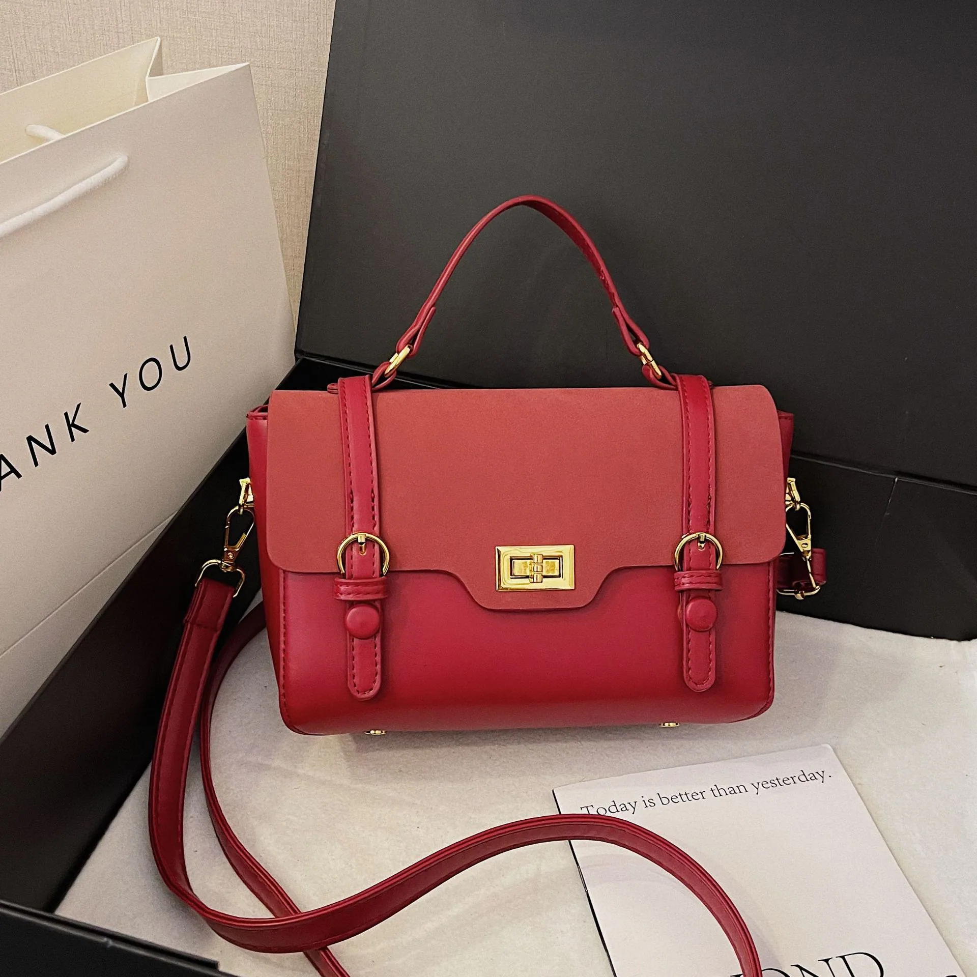 Women's bag autumn and winter new leather matte soft surface double leather mouth commuting versatility cross-border retro handb 6