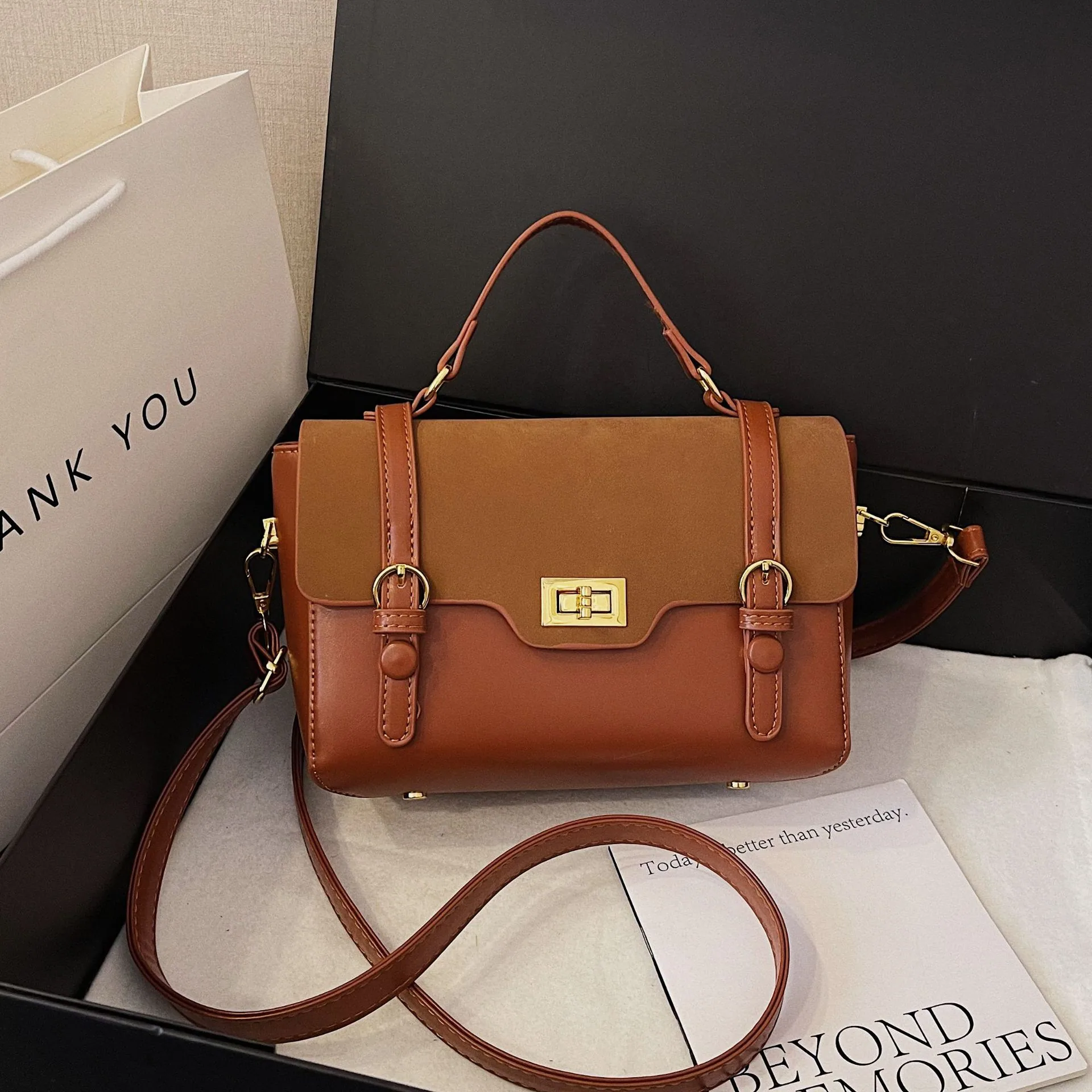 Women's bag autumn and winter new leather matte soft surface double leather mouth commuting versatility cross-border retro handb 3