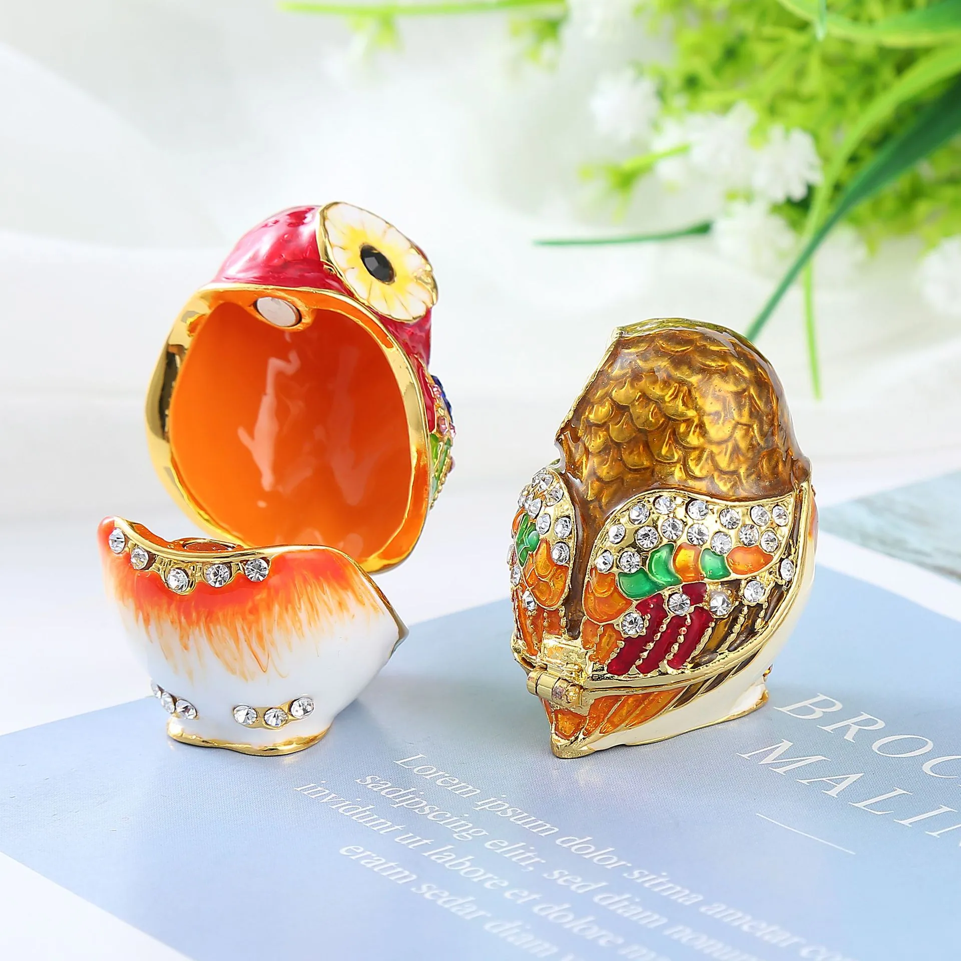 Boutique owl ornaments, diamond-encrusted alloy crafts, Russian metal home tabletop ornaments, travel souvenirs 22