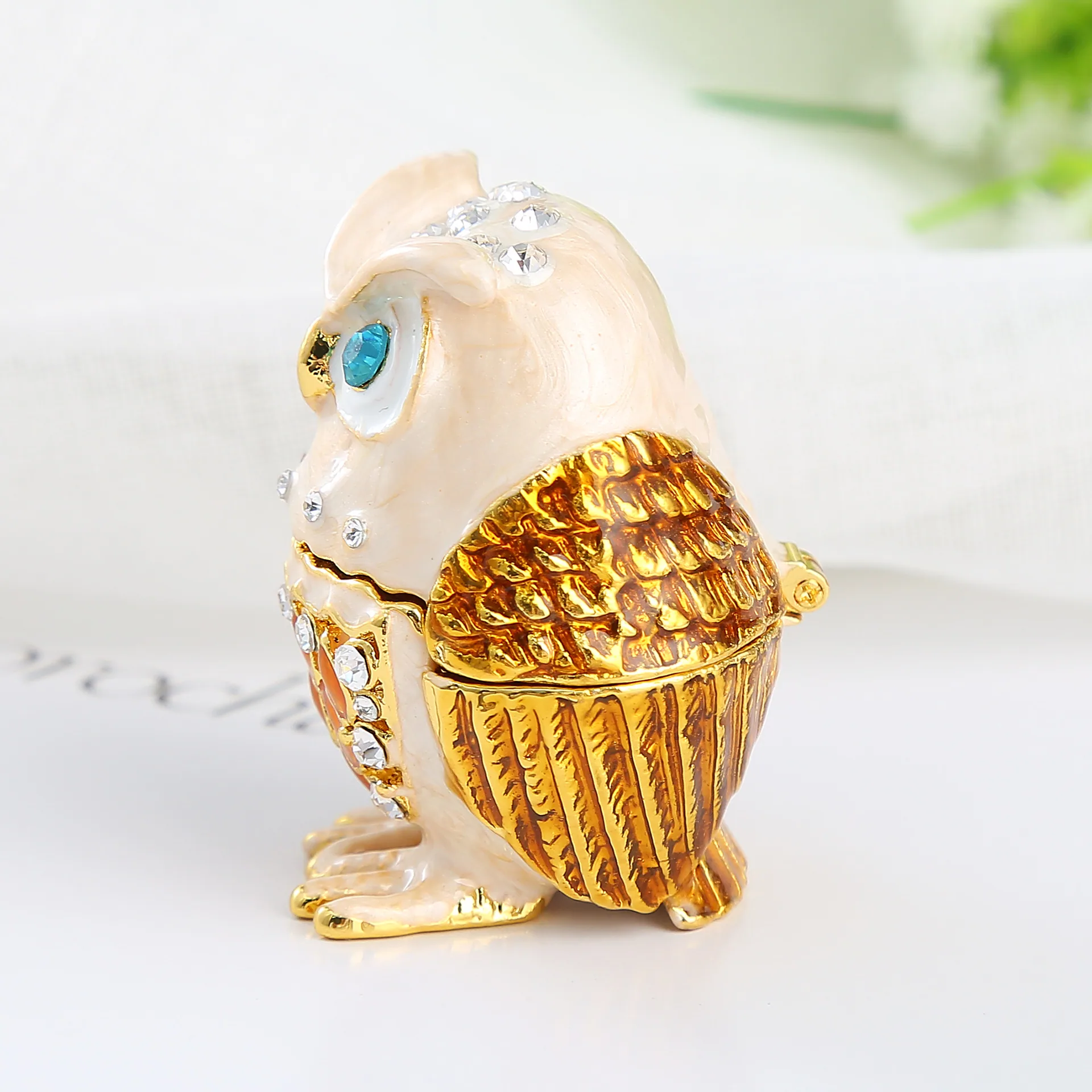 Cute owl enamel colored diamond home living room ornaments animal type metal crafts jewelry storage ornaments 5